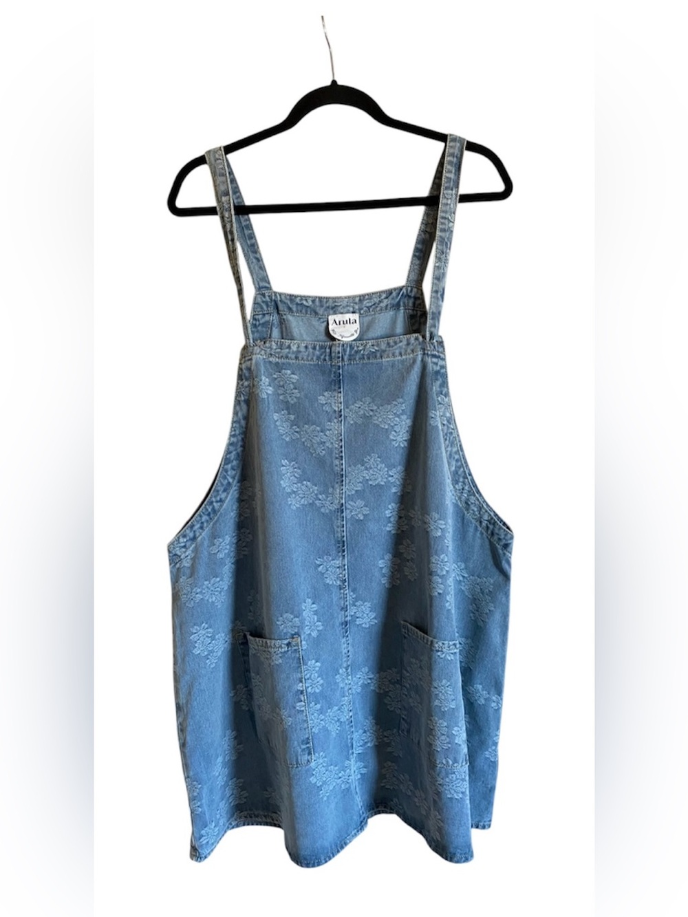 ARULA Floral Denim Pinafore Overall Dress XL